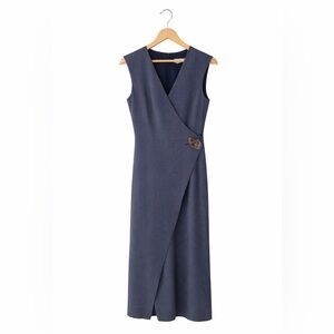 Oak + Fort Sleeveless wrap-front jumpsuit (Shadow Blue)